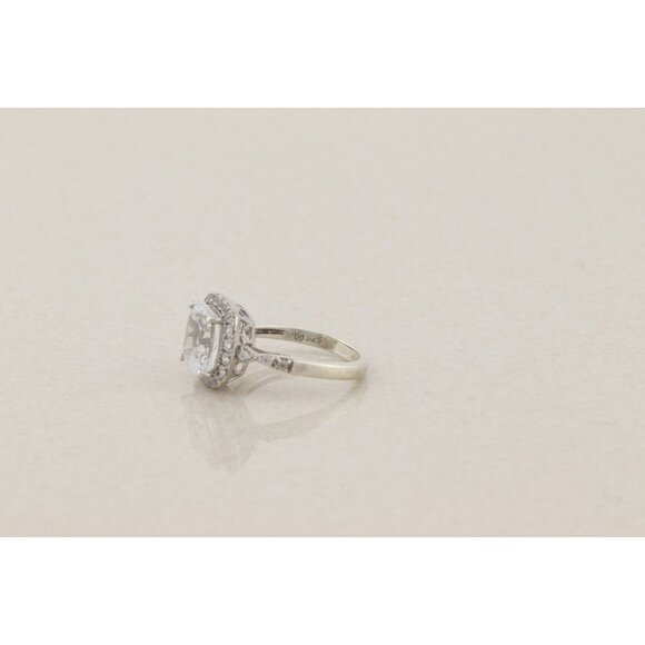 Sterling Silver White Sapphire Halo Ring Size 5 1/2 - Picture 5 of 7